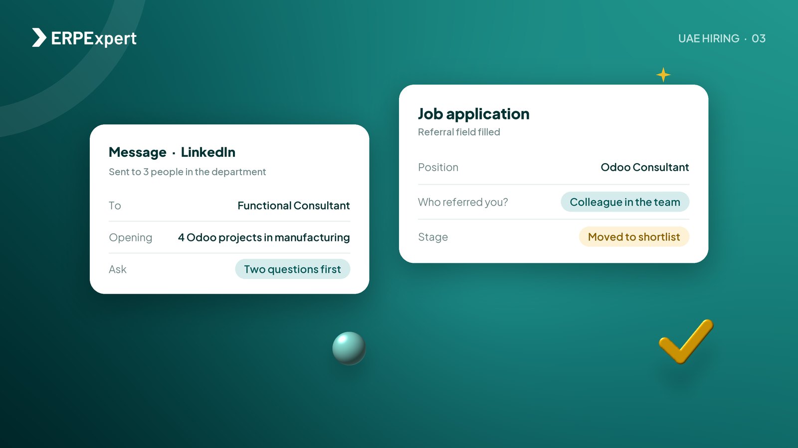رسالة على LinkedIn إلى فريق الاستشارات، وطلب توظيف فيه خانة الترشيح الداخلي مملوءة